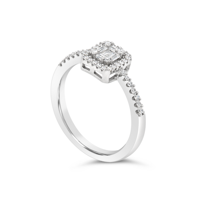 EMERALD CUT SILVER RING
