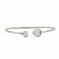 PEAR & BAGUETTE STONED SILVER BANGLE