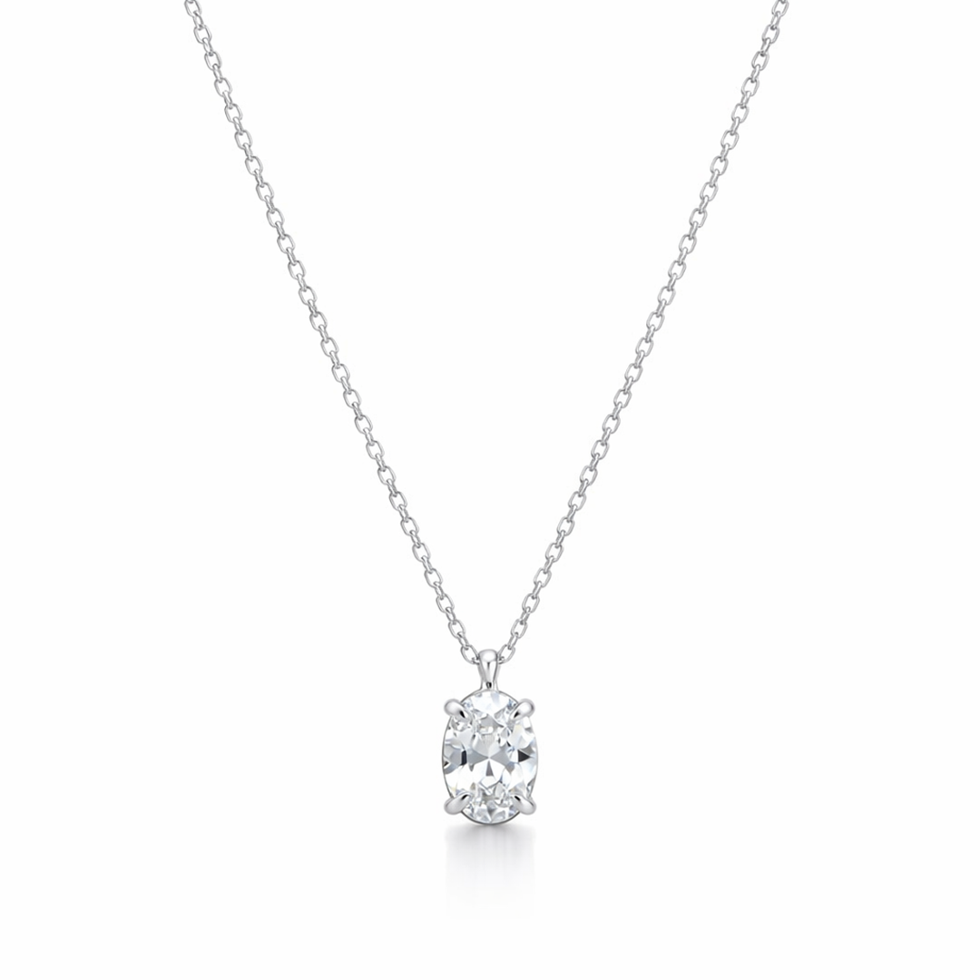 CRYSTAL OVAL CUT SILVER NECKLACE