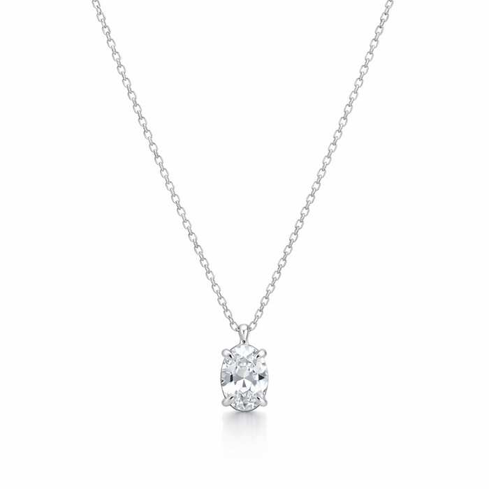 CRYSTAL OVAL CUT SILVER NECKLACE
