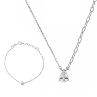 TRENDY PEAR STONE HALF SILVER SET