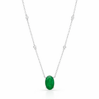 GREEN OVAL CUT SILVER NECKLACE