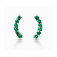 ROYAL GREEN CRESCENT STUD SILVER EARRING