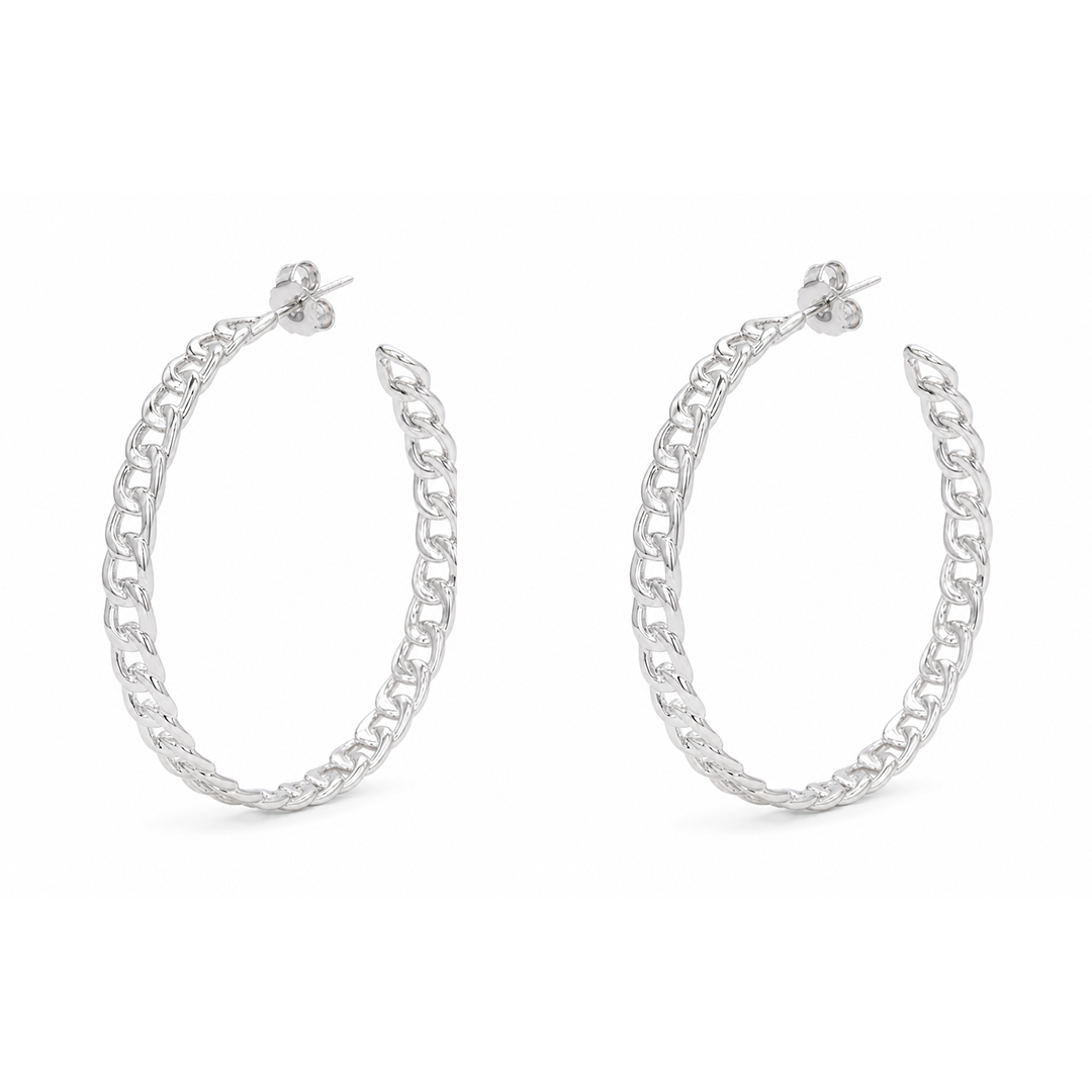 GOURMET LINKS STUD SILVER EARRING
