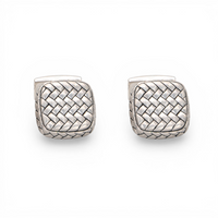 PLAIN WOVEN SQUARE SHAPE MEN SILVER CUFFLINKS