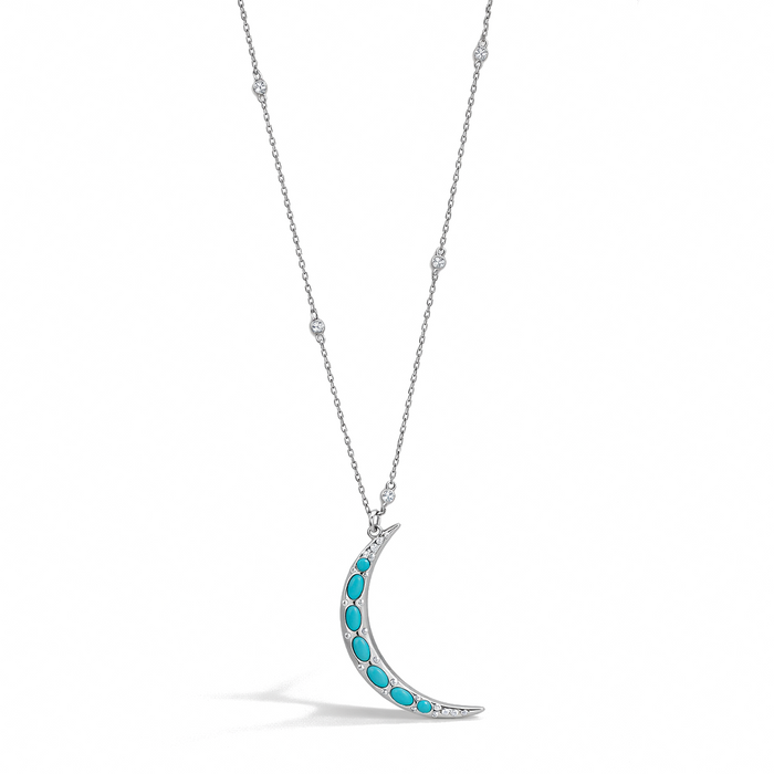 TURQUOISE CRESCENT SILVER NECKLACE