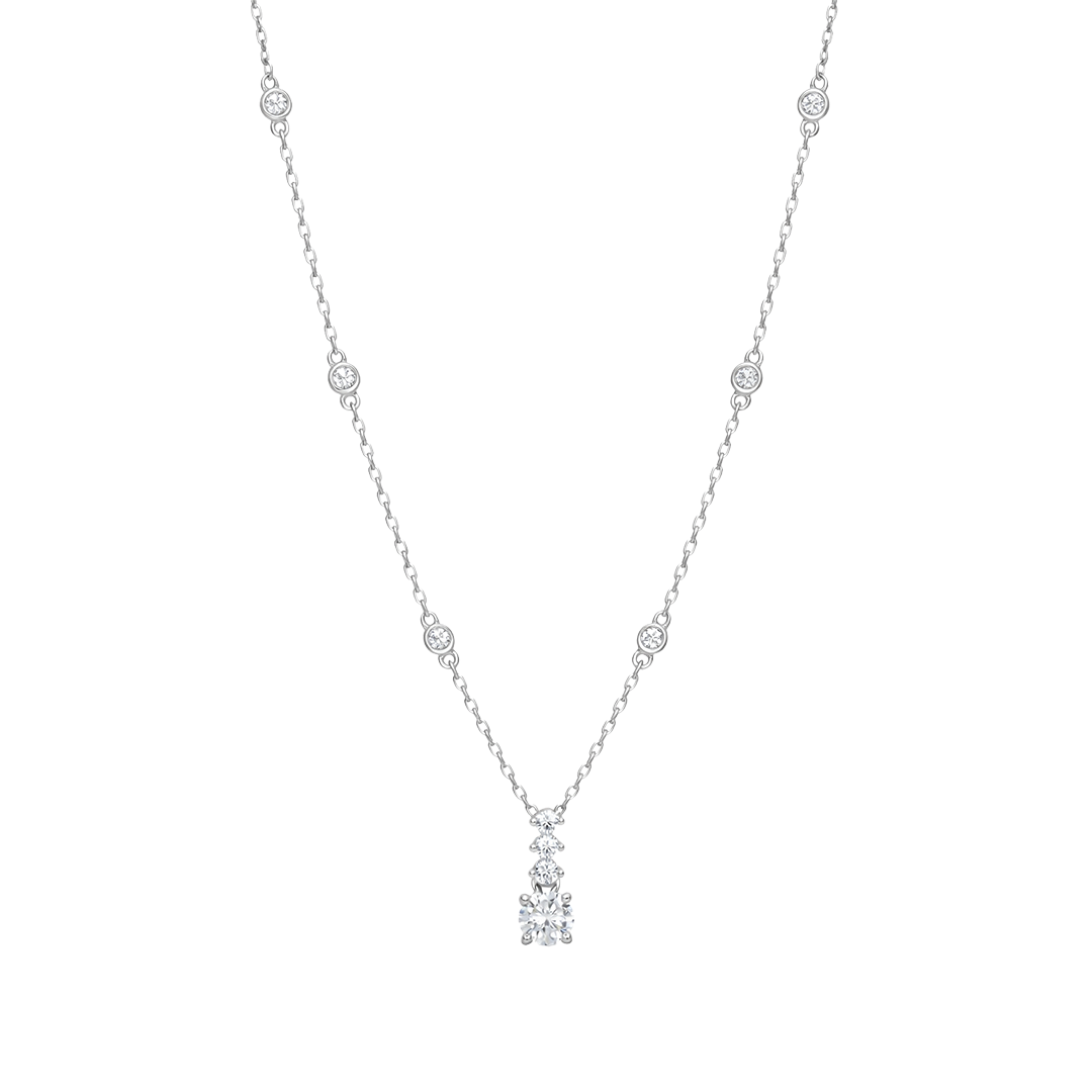 SMALL GRADED ROUND STONES SILVER NECKLACE