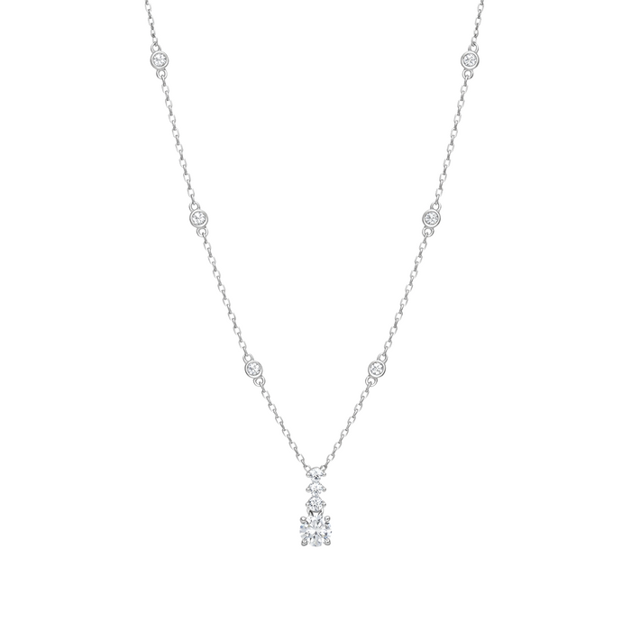 SMALL GRADED ROUND STONES SILVER NECKLACE