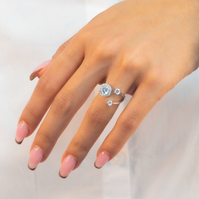 DIAMOND SHAPED FREE SIZE SILVER RING