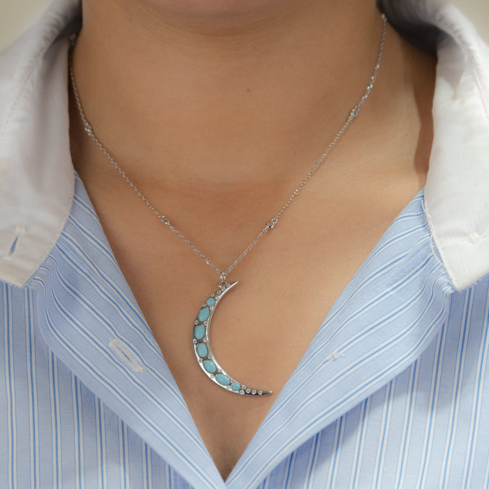 TURQUOISE CRESCENT SILVER NECKLACE
