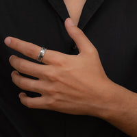 HERITAGE GRANULATED & TWISTED ROPE MEN SILVER RING