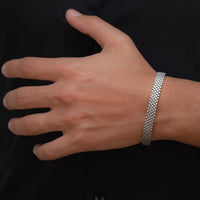 SCULPTED SQUARE MEN SILVER BRACELET