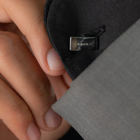 FRAMED RECTANGULAR WOVEN MEN SILVER CUFFLINKS