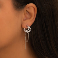 STAR & CRESCENT LOOP STUD SILVER EARRING