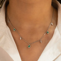 DROPPING MARQUISE STONES SILVER NECKLACE