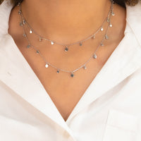DROPPING PLAIN CIRCLES SILVER NECKLACE