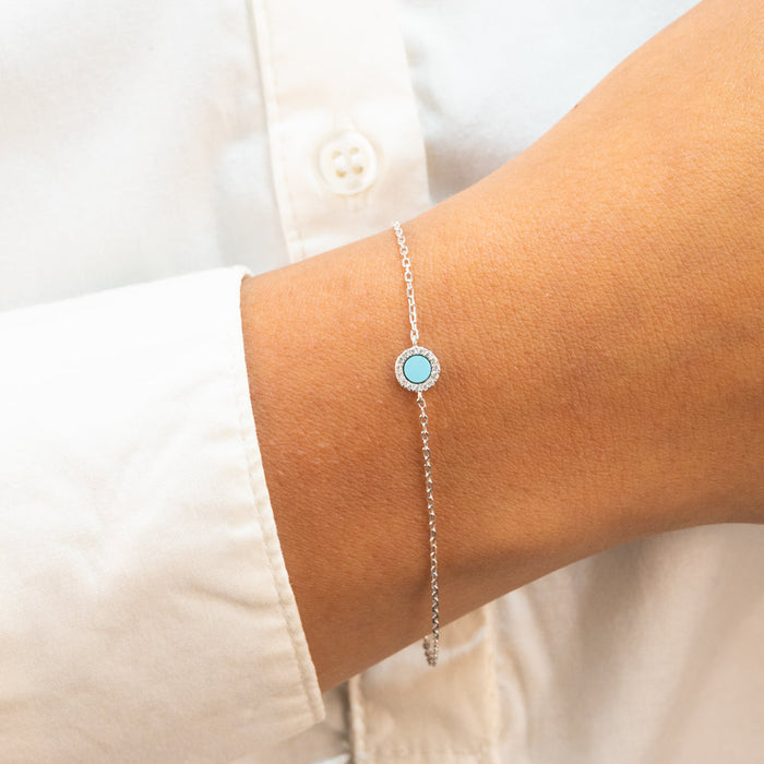 FRAMED ROUND SHELL SILVER BRACELET