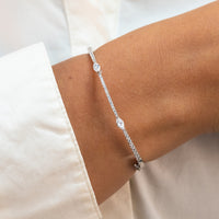 MARQUISE STONED SILVER BANGLE