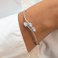 TRIPLE PEAR STONED SILVER BANGLE