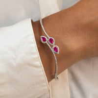 TRIPLE PEAR STONED SILVER BANGLE