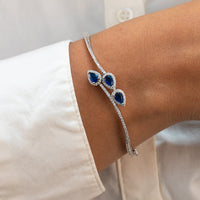 TRIPLE PEAR STONED SILVER BANGLE