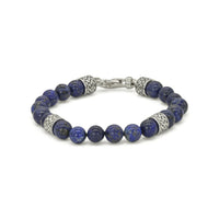 EARTH SHAPE BANDED & WOVEN MEN SILVER BRACELET