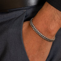 OXIDIZED BRAIDED MEN SILVER BANGLE