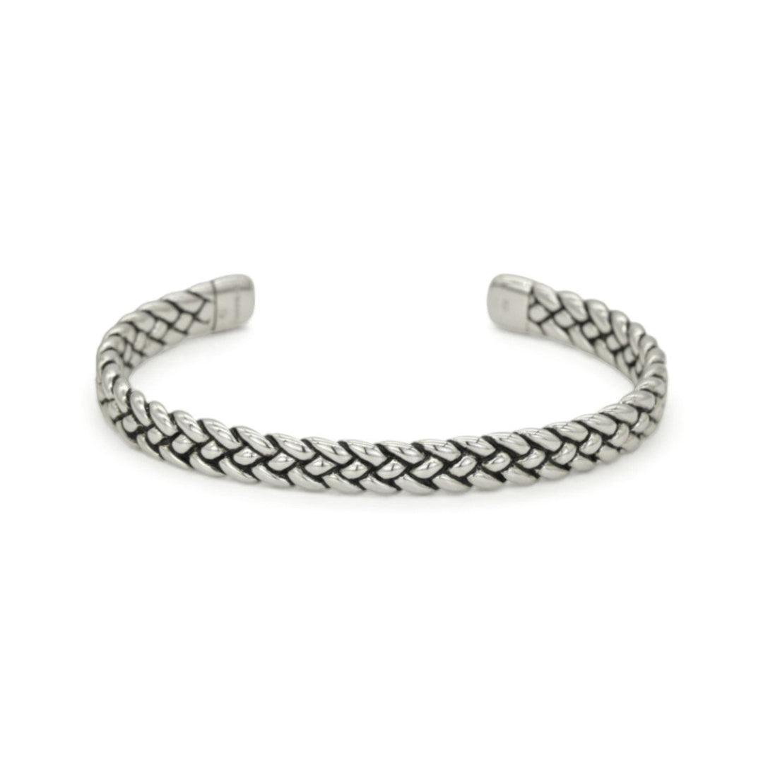 OXIDIZED BRAIDED MEN SILVER BANGLE