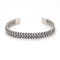 DOUBLE LAYERD BRAIDS MEN SILVER BANGLE