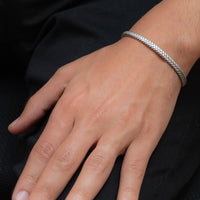 SLIM BRAIDED SHAPE MEN SILVER BANGLE