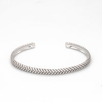 SLIM BRAIDED SHAPE MEN SILVER BANGLE