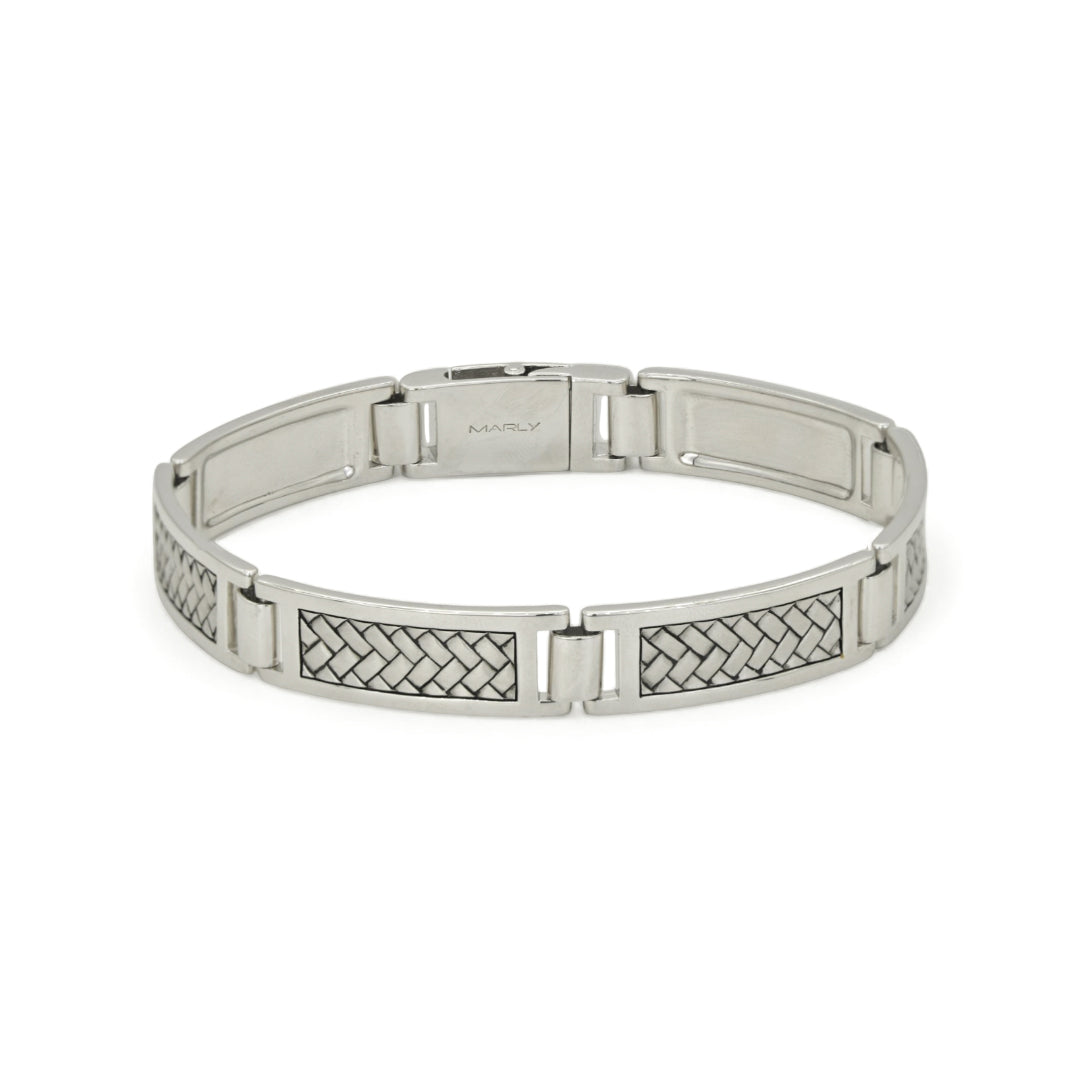 ARCHITECTURAL WOVEN LINK MEN SILVER BRACELET