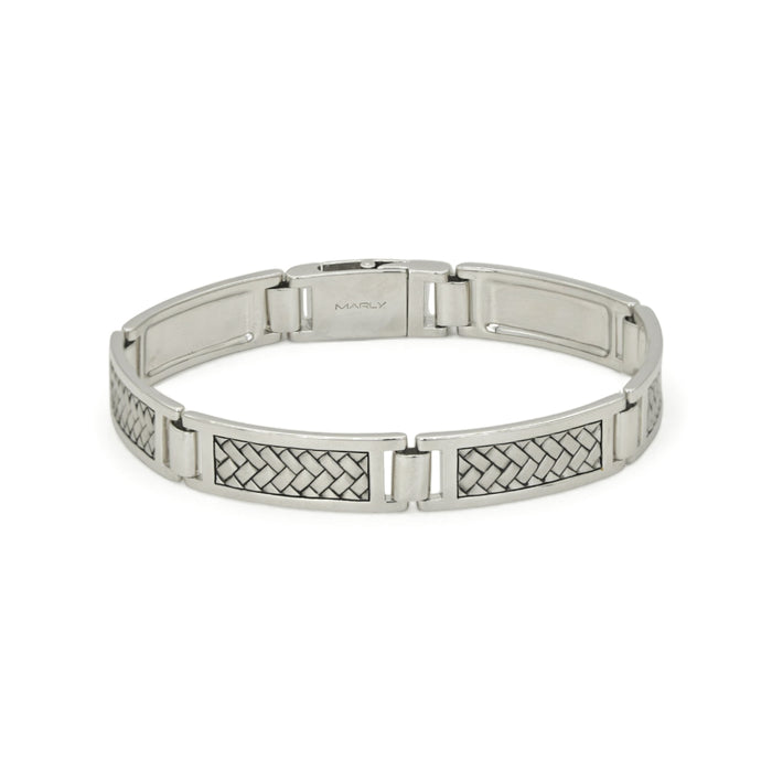 ARCHITECTURAL WOVEN LINK MEN SILVER BRACELET