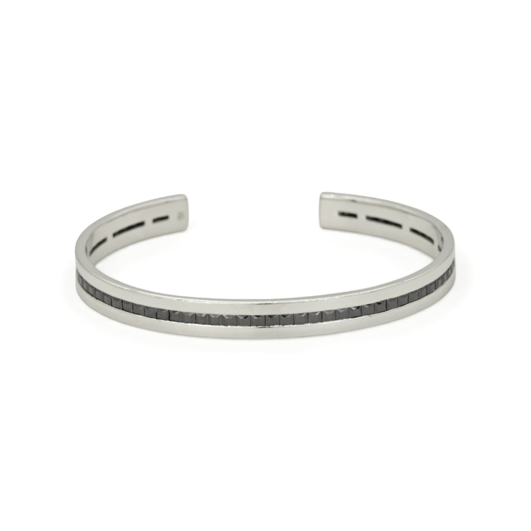 BLACK FRAMED TENNIS MEN SILVER BANGLE