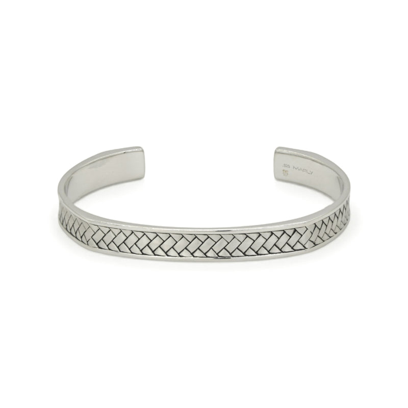 CHUNKY PLAIN BRAIDS MEN SILVER BANGLE