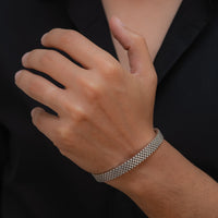 SCULPTED SQUARE MEN SILVER BRACELET