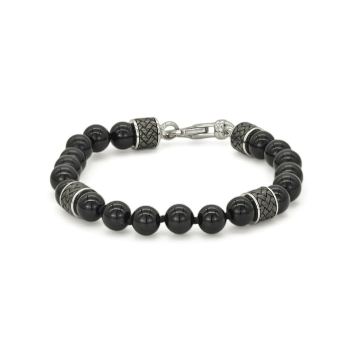 BANDED ONEX & WOVEN SILVER MEN BRACELET