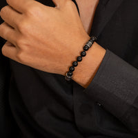 BANDED ONEX & WOVEN SILVER MEN BRACELET