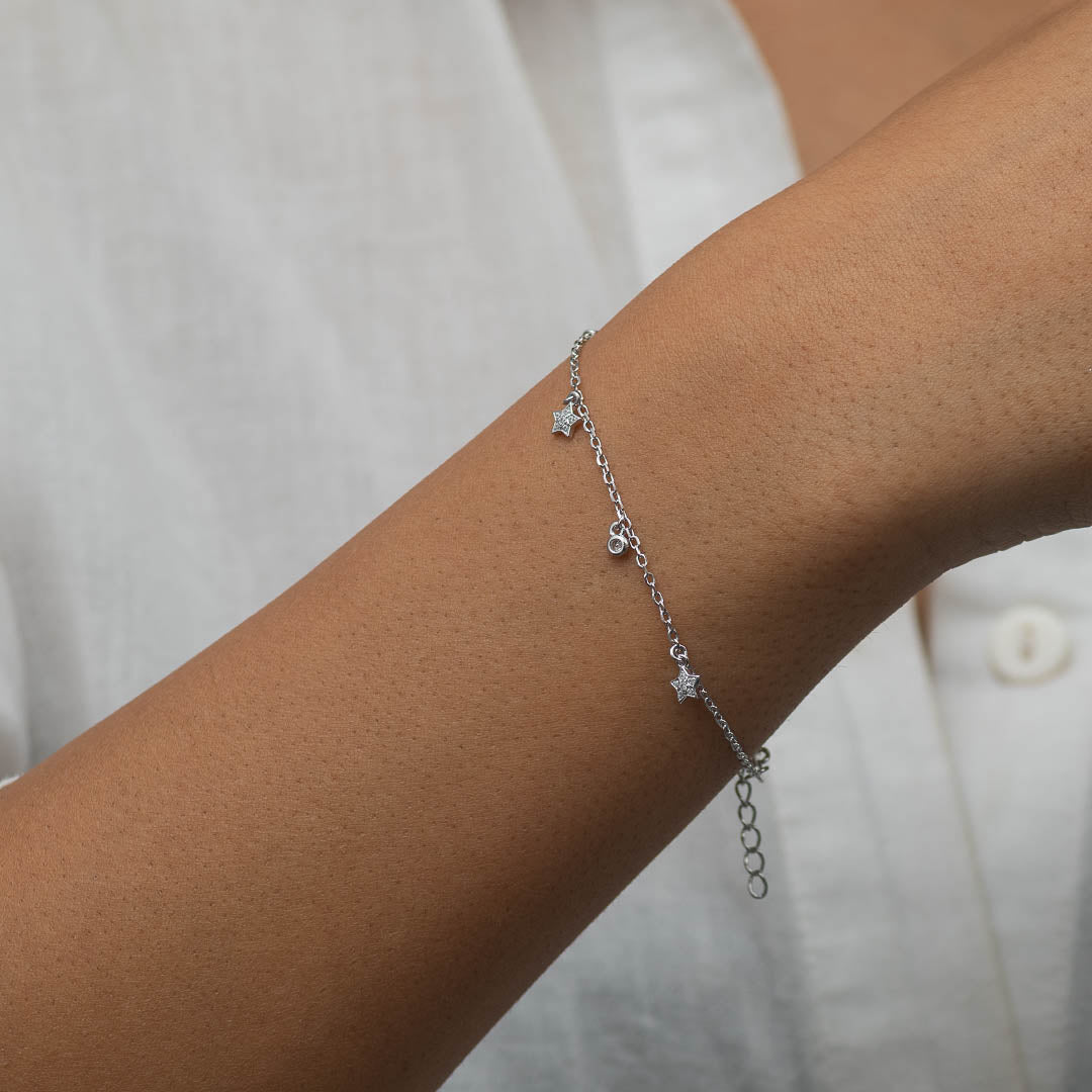 DROPPING STARS SILVER BRACELET