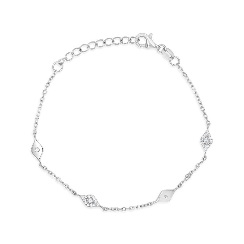 MARQUISE SHAPED EVIL EYE SILVER BRACELET