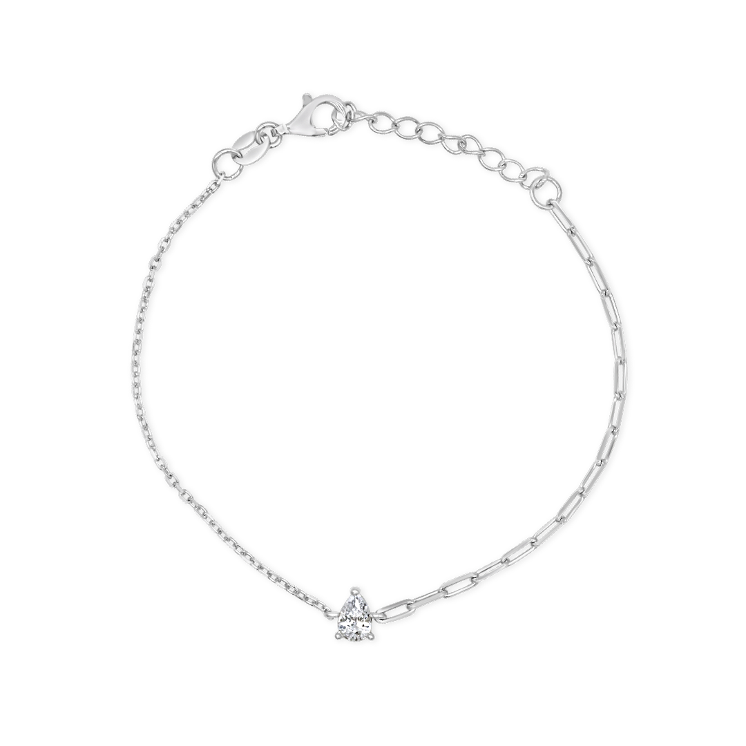 TRENDY PEAR STONE HALF SILVER SET