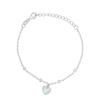 HEARTED MOTHER OF PEARL SILVER BRACELET