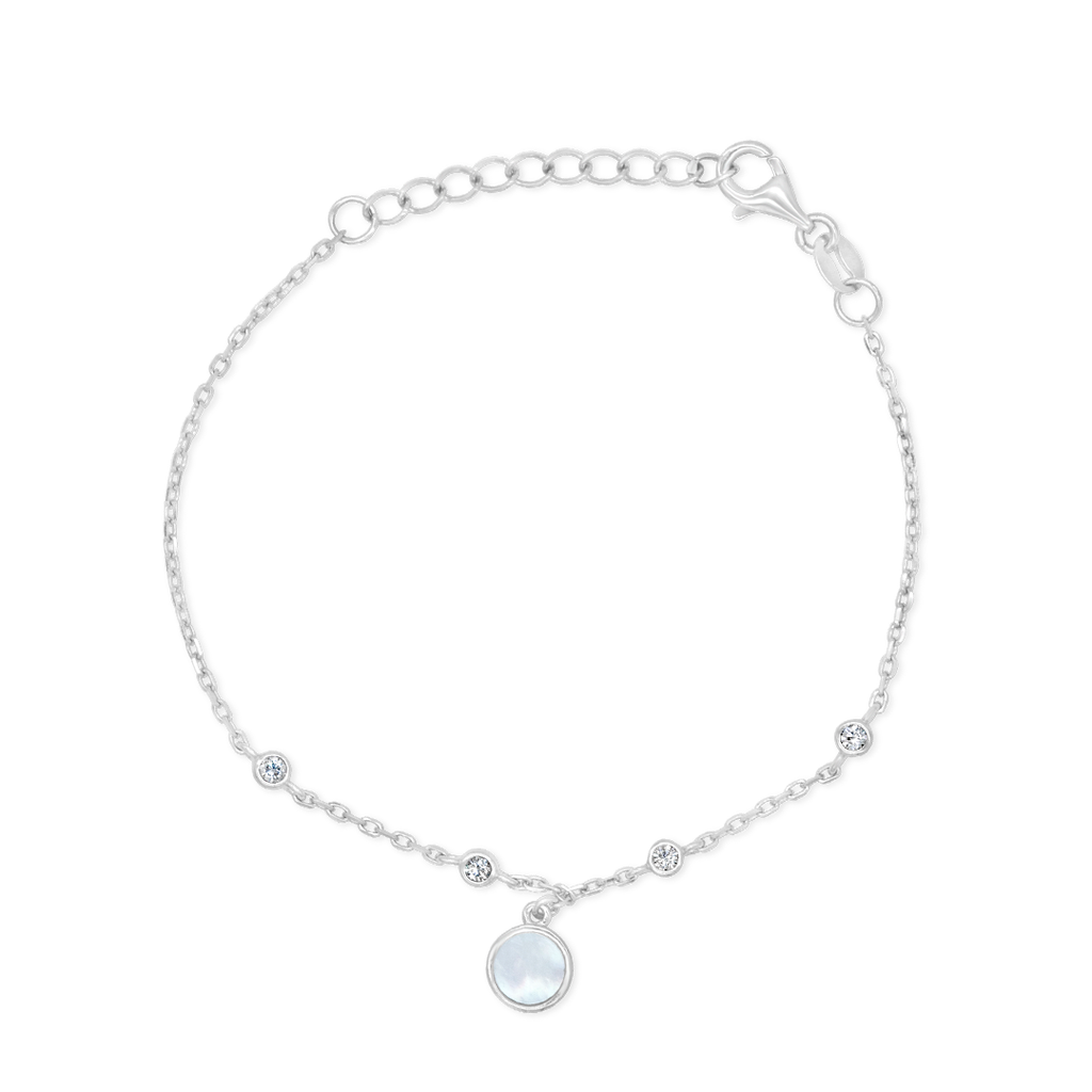 ROUNDED MOTHER OF PEARL SILVER BRACELET – Marly Silver