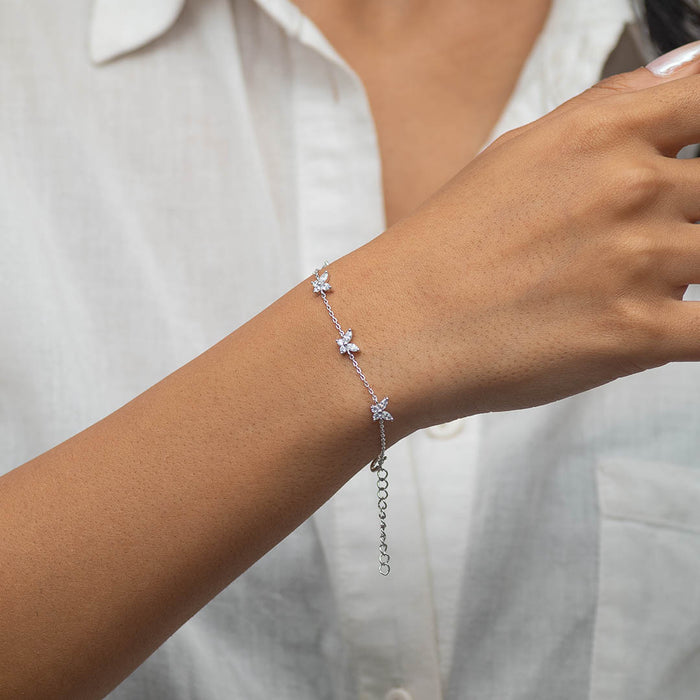 GROUP OF MINI BUTTERFLIES SILVER BRACELET