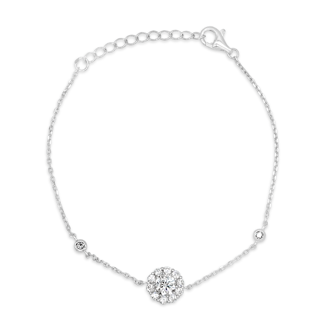 DIAMOND ROUND STONES SILVER BRACELET