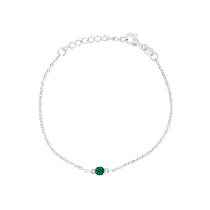 EMERALD ROUND STONED SILVER BRACELET