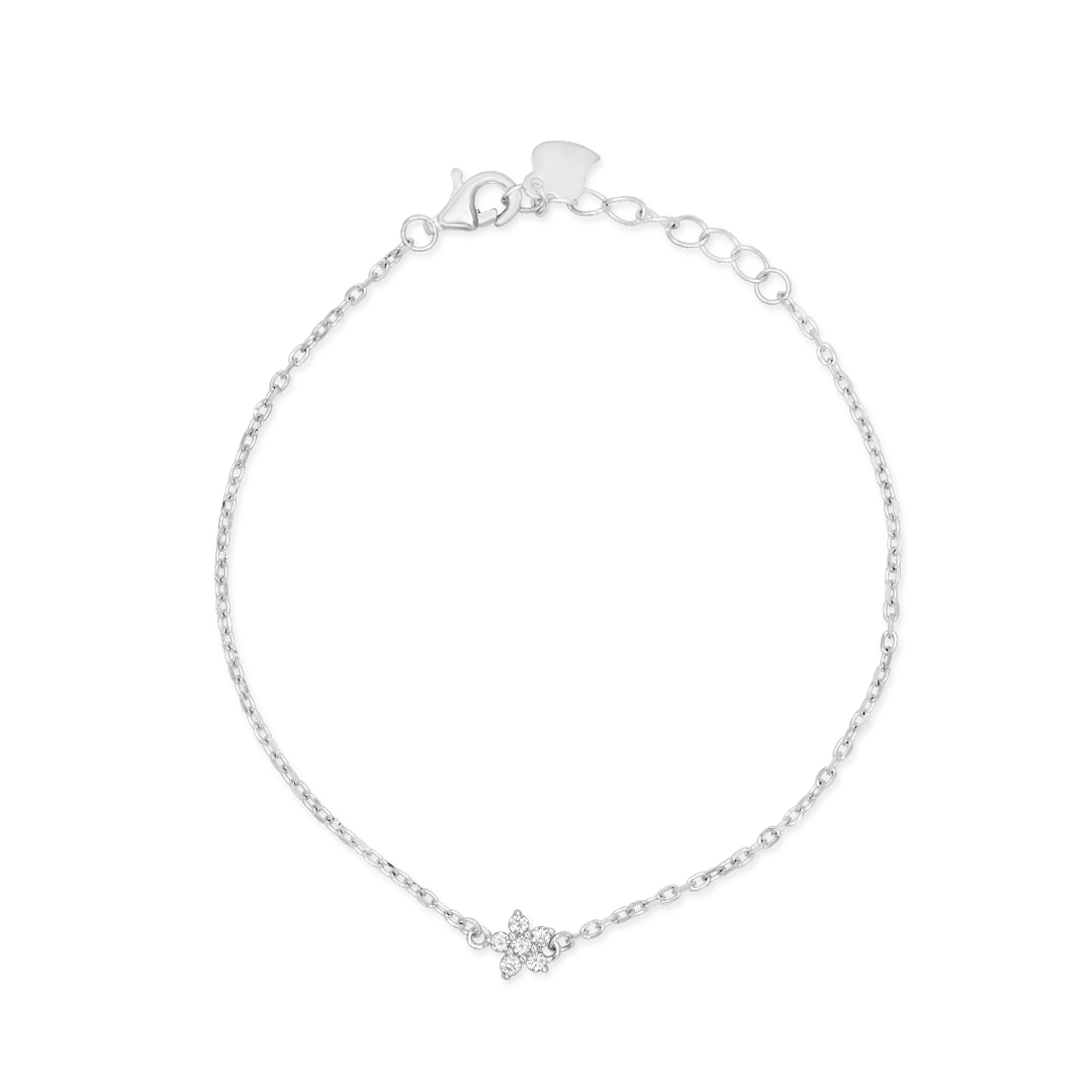 SIMPLE FLOWER SHAPED SILVER BRACELET