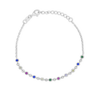 MULTICOLORED ROUND STONES SILVER BRACELET