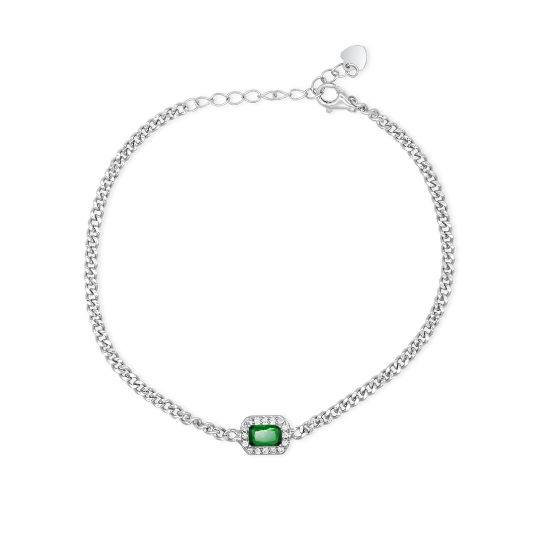 GOURMET EMERALD STONED SILVER BRACELET