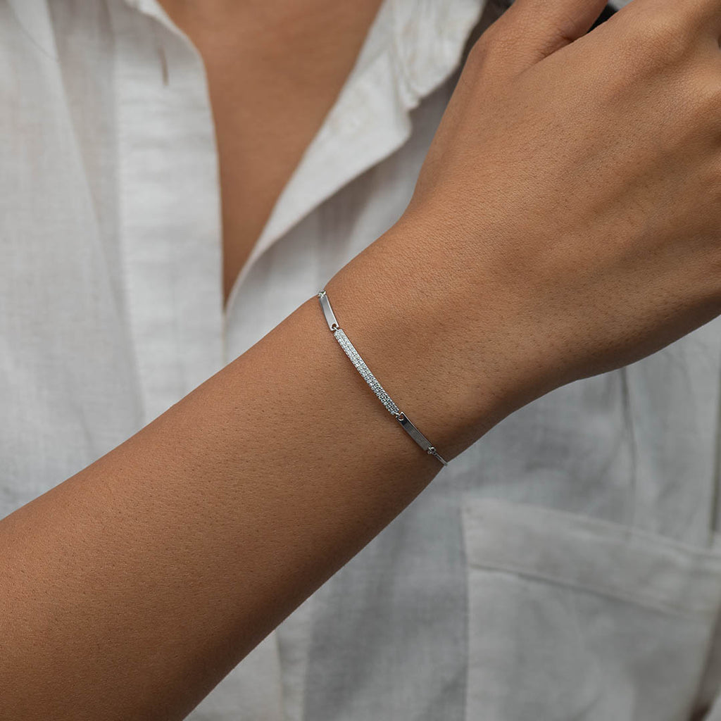 ROUND STONED LINKED CHAIN SILVER BRACELET – Marly Silver
